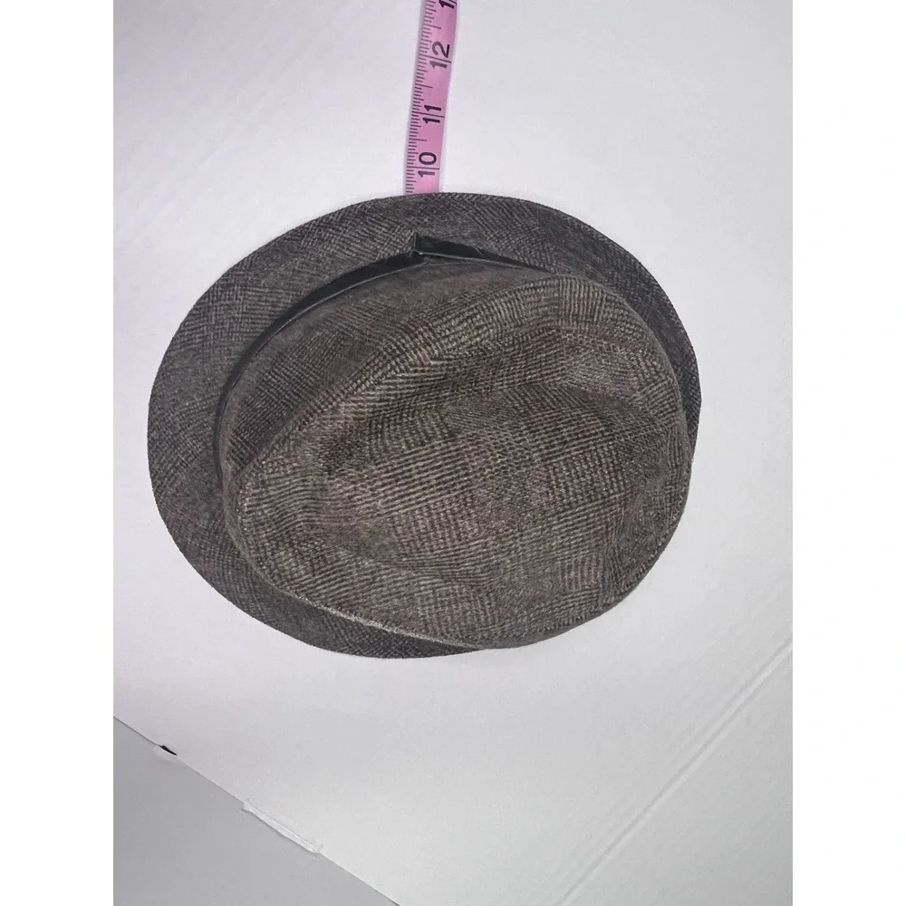 Decorated Originals Women's Brown Tweed Fedora Hat Satin Lining Short Brim